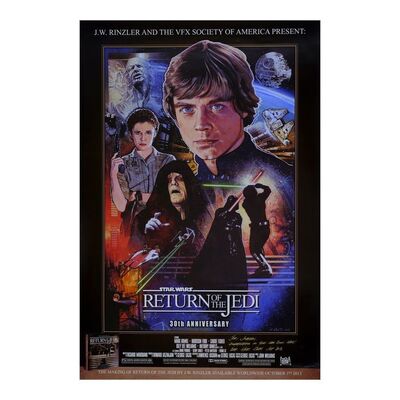 Lot # 1781: Star Wars: Return Of The Jedi (1983) - J.W. Rinzler Collection: Mark Raats-Autographed VFX Society of America Poster