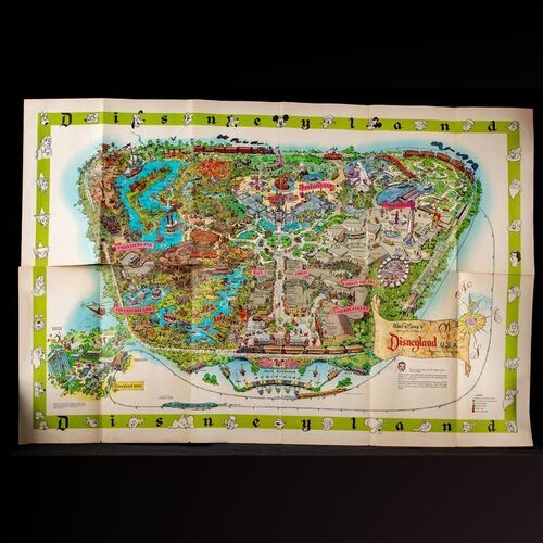Lot # 1812: Disneyland (1964) - J.W. Rinzler Collection: Disneyland 1964 "A" Theme Park Map