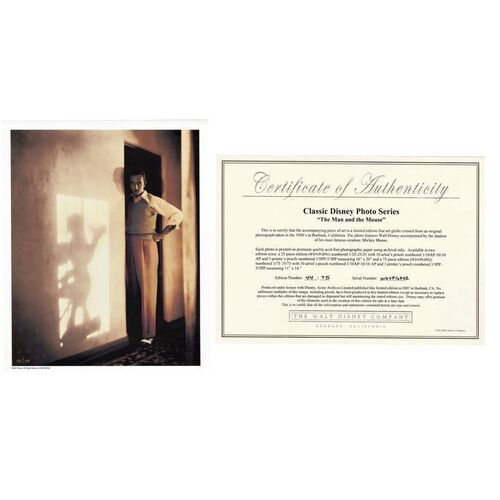 Lot # 1814: Walt Disney - J.W. Rinzler Collection: Walt Disney "The Man and the Mouse" Photo