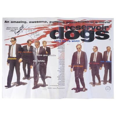 Lot # 1820: Reservoir Dogs (1992) - Quentin Tarantino and Harvey Keitel-Autographed U.K. Quad