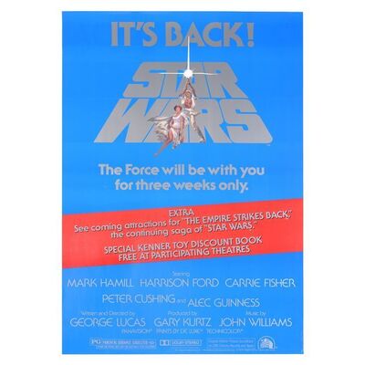 Lot # 1829: Star Wars: A New Hope (1977) - Howard Kazanjian Collection: 1979 US Re-Release One-Sheet