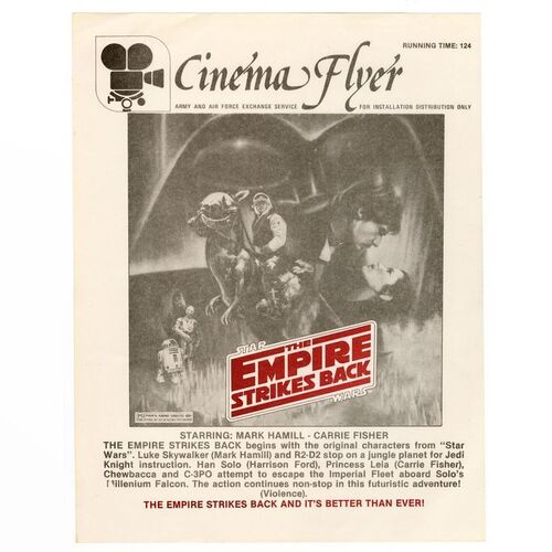 Lot # 1832: Star Wars: The Empire Strikes Back (1980) - Military-Only Movie Theater Flyer