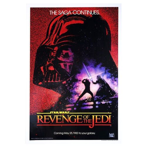 Lot # 1845: Star Wars: Return Of The Jedi (1983) - Howard Kazanjian Collection: "Revenge of the Jedi" Teaser One-Sheet