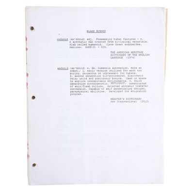 Lot # 1854: Blade Runner (1982) - Hand-Labeled Script