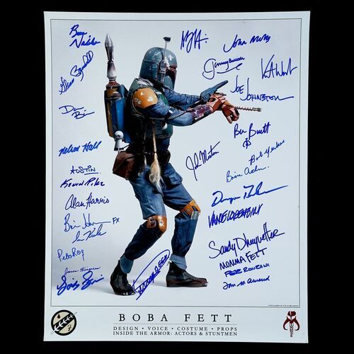 Lot # 1877: Star Wars: The Empire Strikes Back (1980) - Crew-Signed Boba Fett Print