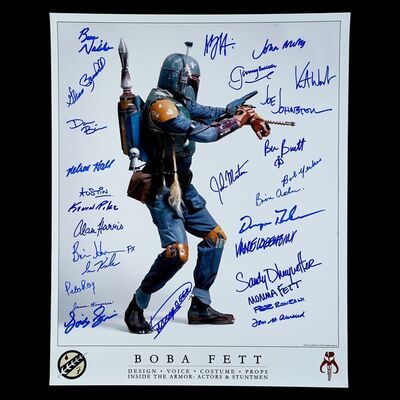 Lot # 1877: Star Wars: The Empire Strikes Back (1980) - Crew-Signed Boba Fett Print