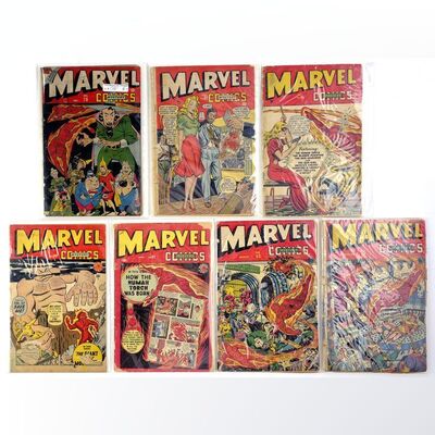Lot # 1463: Timely Comics - J.W. Rinzler Collection: Marvel Mystery Comics. No. 52-53, 79, 87-88, 90, 92 [Qty. 7]