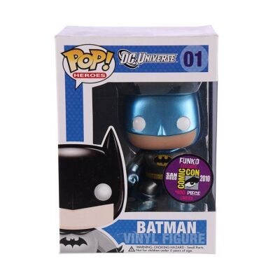 Lot #17 - DC UNIVERSE - Funko POP! Batman #01 Metallic Blue Suit San Diego Comic-Con Exclusive