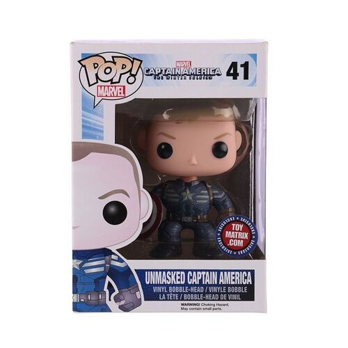 Lot #44 - MARVEL - CAPTAIN AMERICA AND THE WINTER SOLDIER - Funko POP! Unmasked Captain America #41 Toy Matrix Exclusive