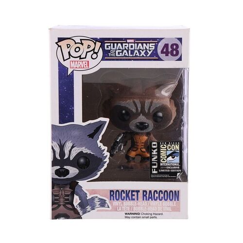 Lot #45 - MARVEL - GUARDIANS OF THE GALAXY - Funko POP! Rocket Racoon #48 Flocked San Diego Comic-Con Exclusive