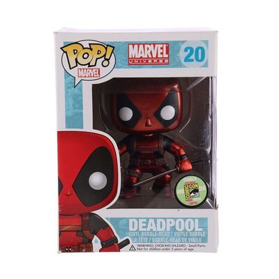 Lot #55 - MARVEL UNIVERSE - Funko POP! Deadpool #20 Metallic Suit San Diego Comic-Con Exclusive