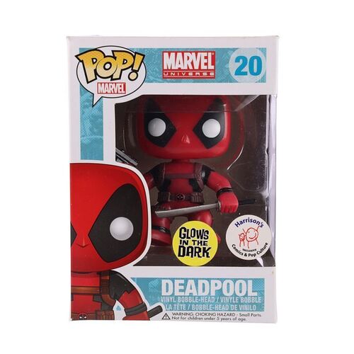 Lot #60 - MARVEL UNIVERSE - Funko POP! Deadpool #20 Glow-In-The-Dark Harrison's Comics Exclusive