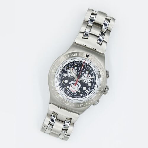 Lot #78 - SWATCH - Irony Chrono Get Fly YOS414G Black World Timer