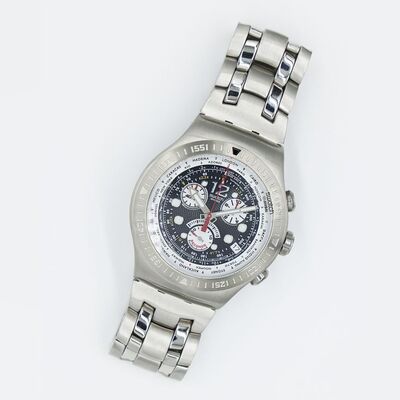 Lot #78 - SWATCH - Irony Chrono Get Fly YOS414G Black World Timer