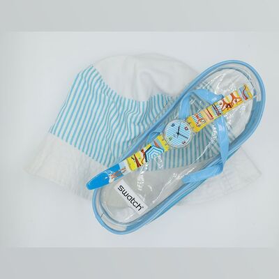 Lot #99 - SWATCH - Bikini Beach GE128 (with Plastic Sandal Case and Beach Hat)