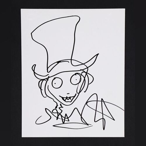 Lot #5 - ALICE IN WONDERLAND (2010) - Tim Burton Autographed and Hand-Drawn Sketch