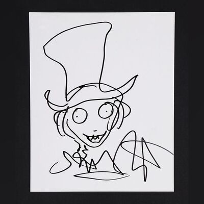 Lot #5 - ALICE IN WONDERLAND (2010) - Tim Burton Autographed and Hand-Drawn Sketch