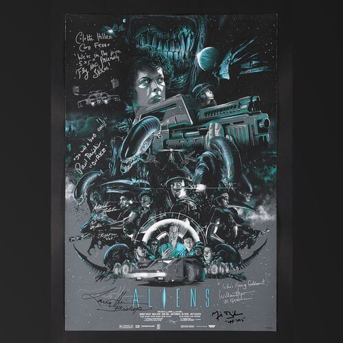 Lot #11 - ALIENS (1986) - Michael Biehn, Lance Henriksen, Paul Reiser and Others Autographed Hand-Numbered Limited Edition Print by Vance Kelly, 2016