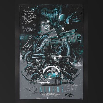 Lot #11 - ALIENS (1986) - Michael Biehn, Lance Henriksen, Paul Reiser and Others Autographed Hand-Numbered Limited Edition Print by Vance Kelly, 2016
