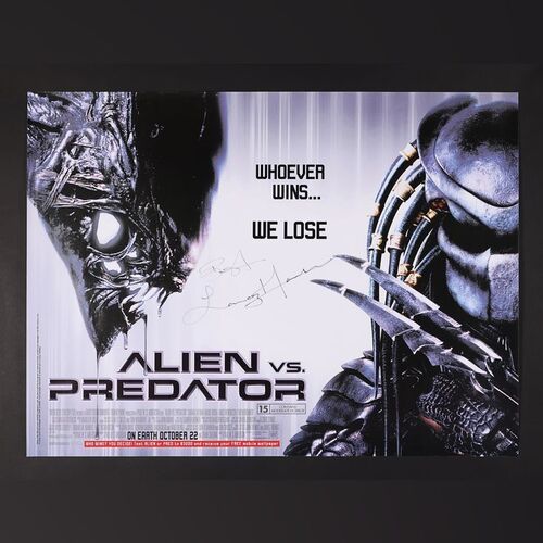 Lot #13 - ALIENS VS. PREDATOR (2004) - UK Quad Autographed by Lance Henriksen, 2004