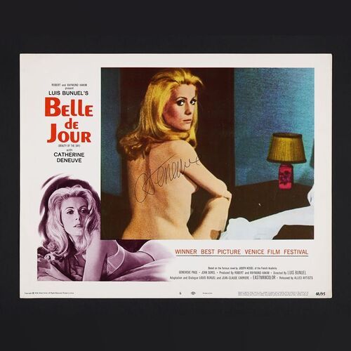 Lot #35 - BELLE DE JOUR (1967) - Catherine Deneuve Autographed US Lobby Card, 1968
