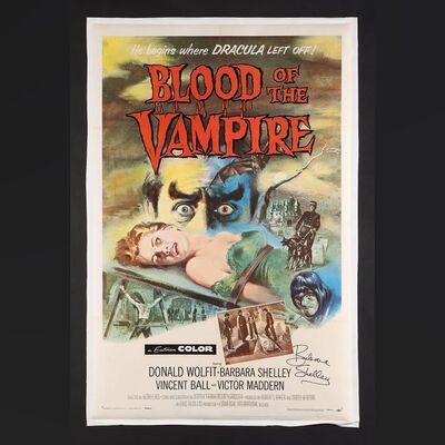 Lot #41 - BLOOD OF THE VAMPIRE (1958) - US One-Sheet Autographed by Barbara Shelley, 1958