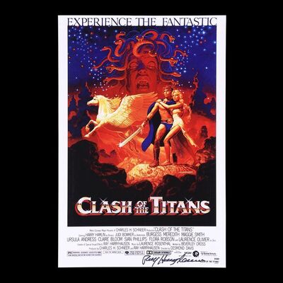 Lot #54 - CLASH OF THE TITANS (1981) - Ray Harryhausen Autographed Mini Poster