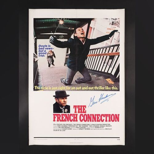 Lot #102 - THE FRENCH CONNECTION (1971) - Gene Hackman Autographed US One-Sheet