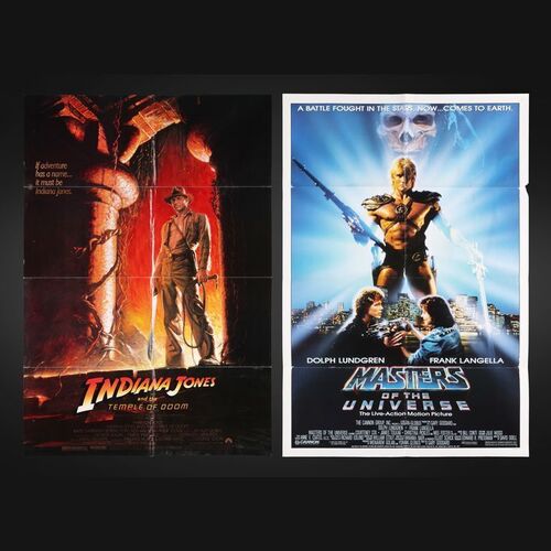 Lot #136 - INDIANA JONES AND THE TEMPLE OF DOOM (1984), MASTERS OF THE UNIVERSE (1987) - Two US One-Sheets, 1984, 1987