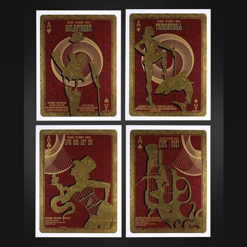 Lot #152 - JAMES BOND: THUNDERBALL (1965), GOLDFINGER (1964), LIVE AND LET DIE (1973), DR. NO (1962) - Four Hand-signed and Numbered Limited Edition Castro Theatre Prints by David O' Daniel - Brown Edition, 2012