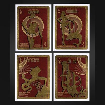 Lot #152 - JAMES BOND: THUNDERBALL (1965), GOLDFINGER (1964), LIVE AND LET DIE (1973), DR. NO (1962) - Four Hand-signed and Numbered Limited Edition Castro Theatre Prints by David O' Daniel - Brown Edition, 2012