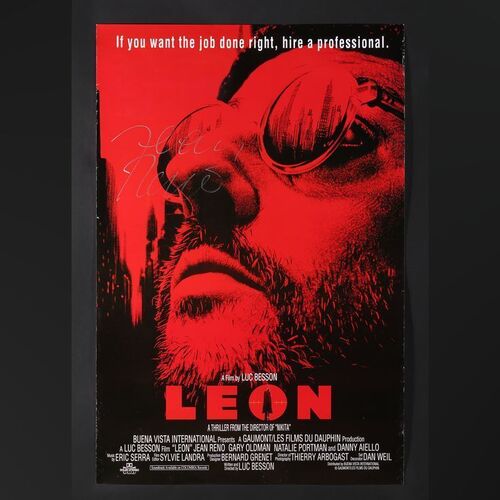 Lot #226 - LEON (1994) - Jean Reno Autographed Poster