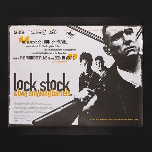 Lot #230 - LOCK, STOCK AND TWO SMOKING BARRELS (1998) - Jason Statham, Dexter Fletcher, Nick Moran, Jason Flemyng Autographed Quad Poster, 1998