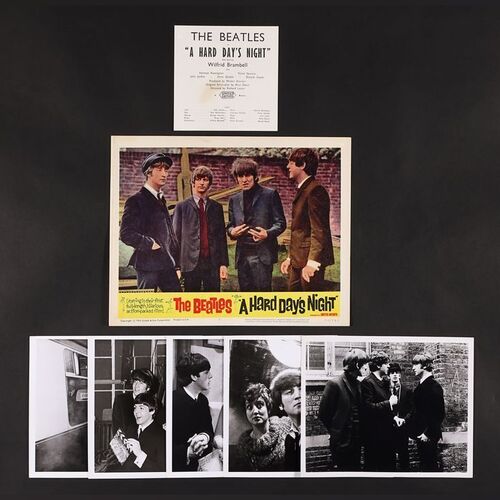 Lot #235 - BEATLES: A HARD DAY'S NIGHT (1964) - Lobby Card #7 and Publicity Photos, 1964