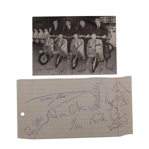Lot #254 - GERRY AND THE PACEMAKERS AND THE HOLLIES (1960S) - Autographed Postcard and Page