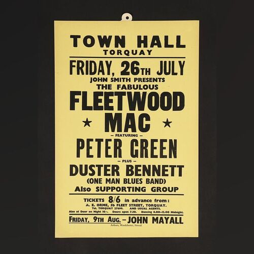 Lot #266 - PETER GREEN / FLEETWOOD MAC - Torquay Town Hall Concert Poster, 1968