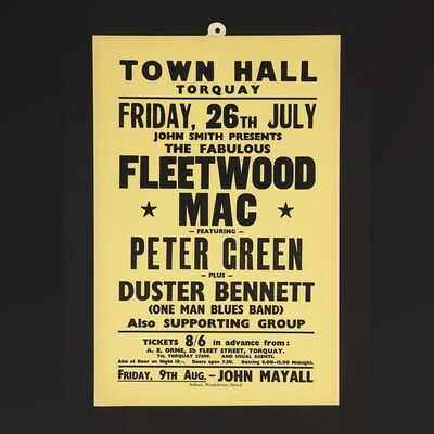 Lot #266 - PETER GREEN / FLEETWOOD MAC - Torquay Town Hall Concert Poster, 1968