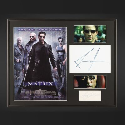 Lot #284 - THE MATRIX (1999) - Keanu Reeves and Laurence Fishburne Autographed Display