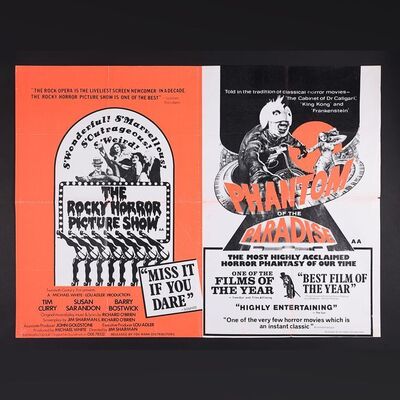 Lot #324 - THE ROCKY HORROR PICTURE SHOW (1975) / PHANTOM OF THE PARADISE (1974) - UK Double Bill Quad, 1970's