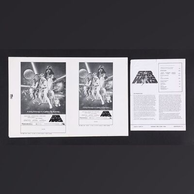 Lot #347 - STAR WARS: A NEW HOPE (1977) - Trade Ad Slicks and Synopsis Sheet, 1977