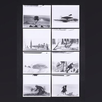 Lot #351 - STAR WARS: THE EMPIRE STRIKES BACK (1980) - Collection of Eight Ralph McQuarrie Concept Artwork Stills, 1980