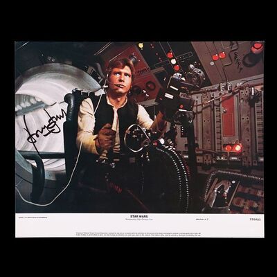 Lot #367 - STAR WARS: A NEW HOPE (1977) - Harrison Ford Autographed US Lobby Card