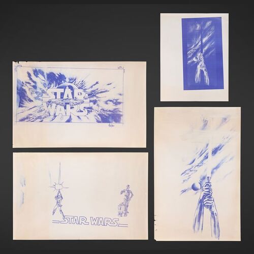 Lot #369 - STAR WARS: ORIGINAL TRILOGY (1977-1983) - Group of Four Dye-Line Prints For Data East Corp Pinball Machine, 1992