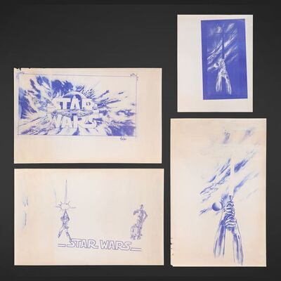 Lot #369 - STAR WARS: ORIGINAL TRILOGY (1977-1983) - Group of Four Dye-Line Prints For Data East Corp Pinball Machine, 1992