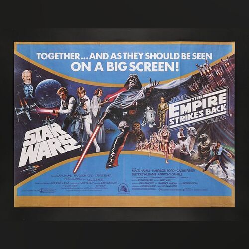 Lot #372 - STAR WARS: A NEW HOPE (1977) / STAR WARS: THE EMPIRE STRIKES BACK (1980) - UK Double Bill Quad, 1981