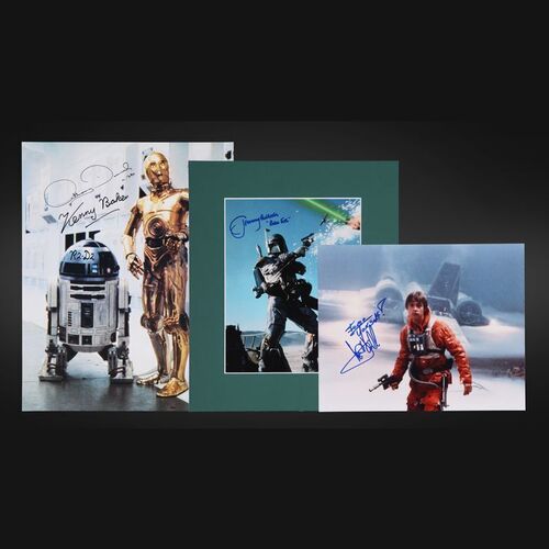 Lot #378 - STAR WARS: THE EMPIRE STRIKES BACK (1980) - Three Autographed Photos Signed by Mark Hamill, Anthony Daniels, Kenny Baker and Jeremy Bulloch