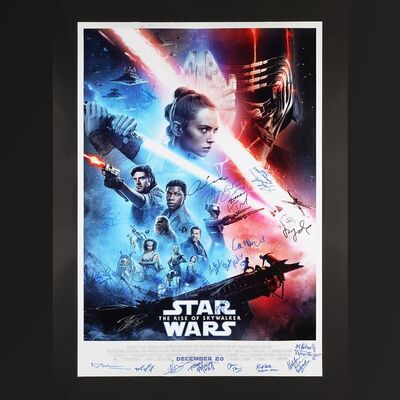 Lot #408 - STAR WARS: THE RISE OF SKYWALKER (2019) - J. J. Abrams, Kathleen Kennedy, Oscar Isaac, John Boyega, Anthony Daniels and Others Autographed US One-Sheet (2017)