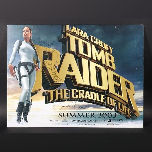 Lot #431 - TOMB RAIDER: THE CRADLE OF LIFE (2003) - Angelina Jolie, Djimon Hounsou, Jan de Bont Autographed Premiere Display Board, 2003