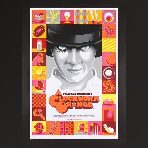 Lot #447 - A CLOCKWORK ORANGE (1971) - Malcolm McDowell Autographed La Boca Limited Edition Screen Print, 2022