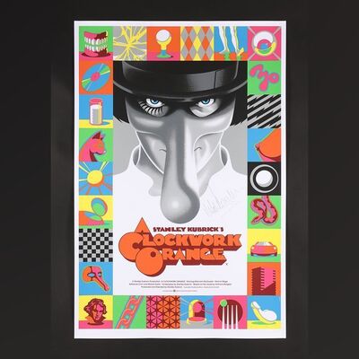 Lot #448 - A CLOCKWORK ORANGE (1971) - Malcolm McDowell Autographed La Boca Limited Edition Screen Print, 2022
